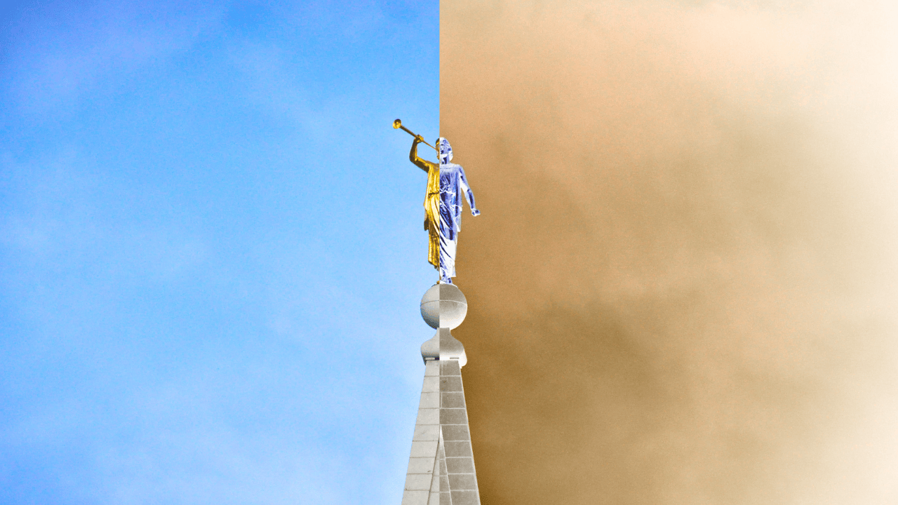 Split coloring Angel Moroni